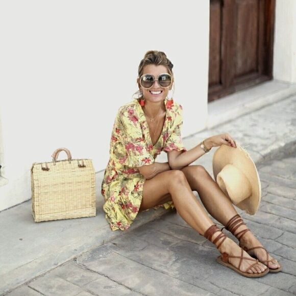 ZARA CottageCore Floral Blogger Festival Feminine Summer Mini Flowy Wrap Dress S - Picture 8 of 15